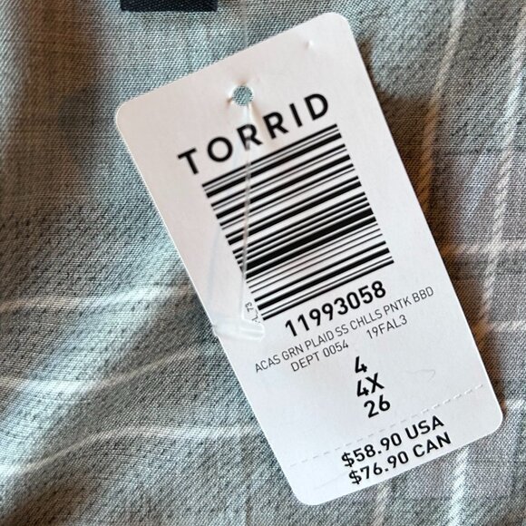 TORRID 4X NWT Green Plaid Challis Dress - Picture 2 of 5